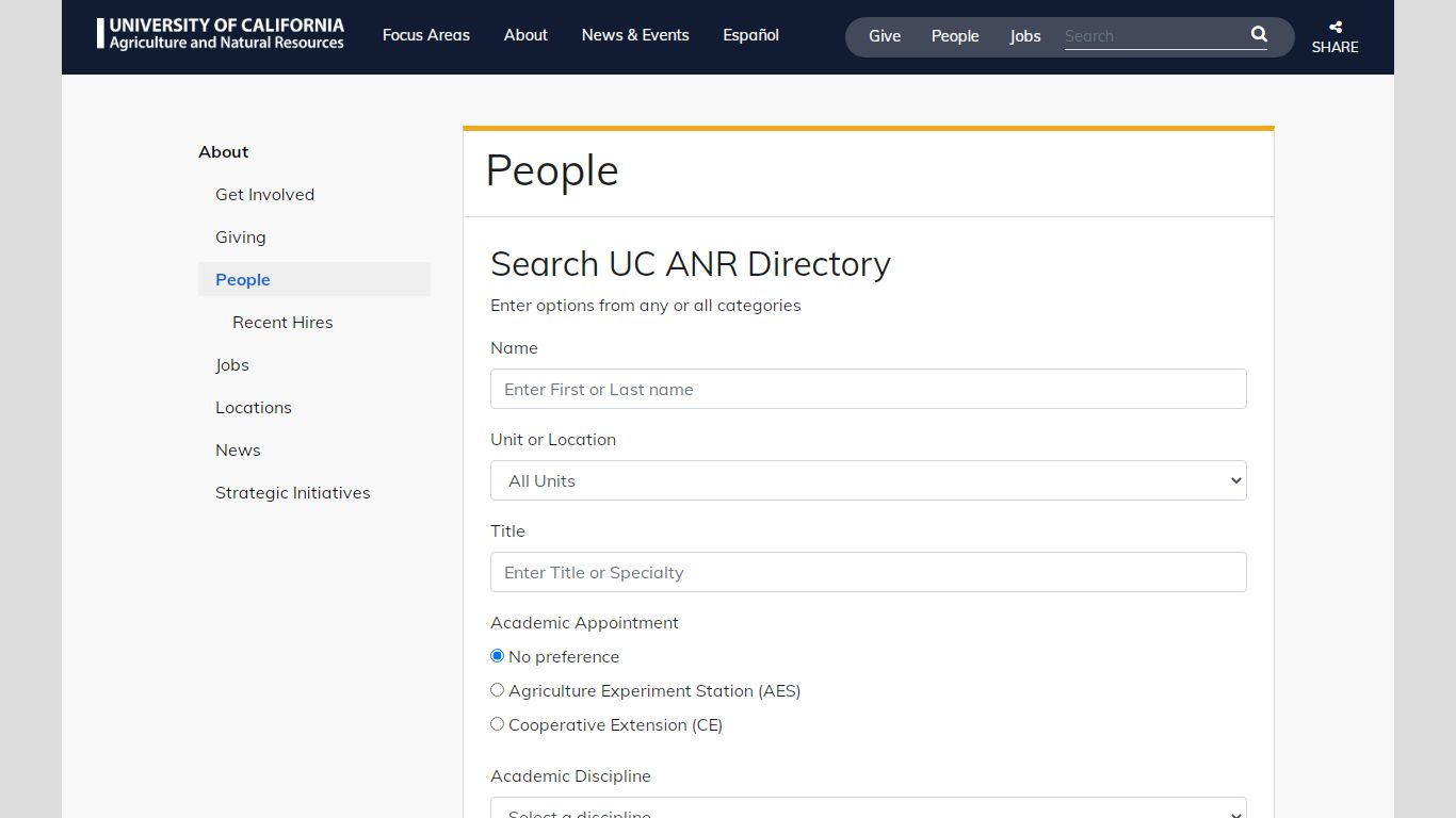 People - Division of Agriculture and Natural Resources